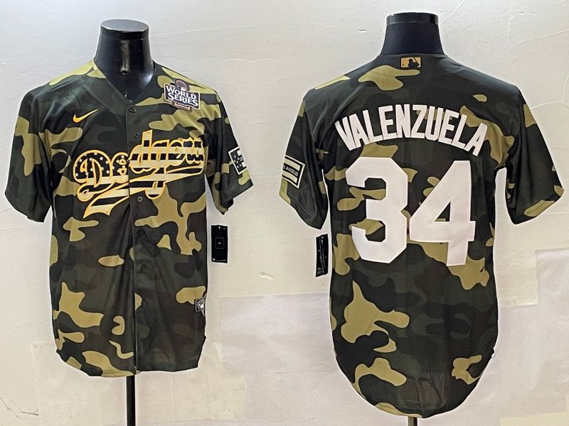 Men Los Angeles Dodgers #34 Valenzuela Camo Joint Name 2025 Nike MLB Jersey style 5